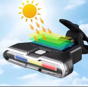 פנס אחורי סולארי לאופניים עם טעינת USB Type-C וחיישן אור דגם F4