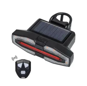 וינקר אחורי לאופניים עם שלט אלחוטי וטעינה סולארית F-5